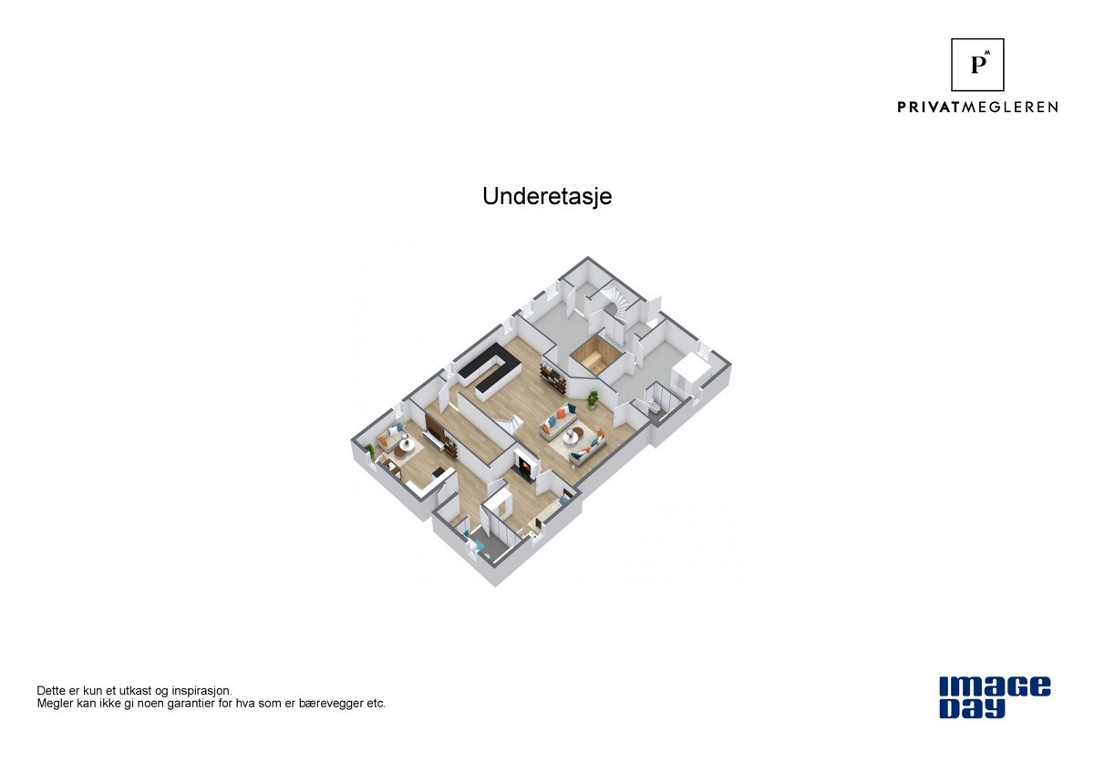 3 D tegning fra fotograf for kjelleretasjen Galleribilde