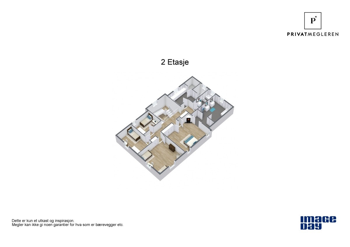 3 D tegning fra fotograf for 2.etg. Galleribilde