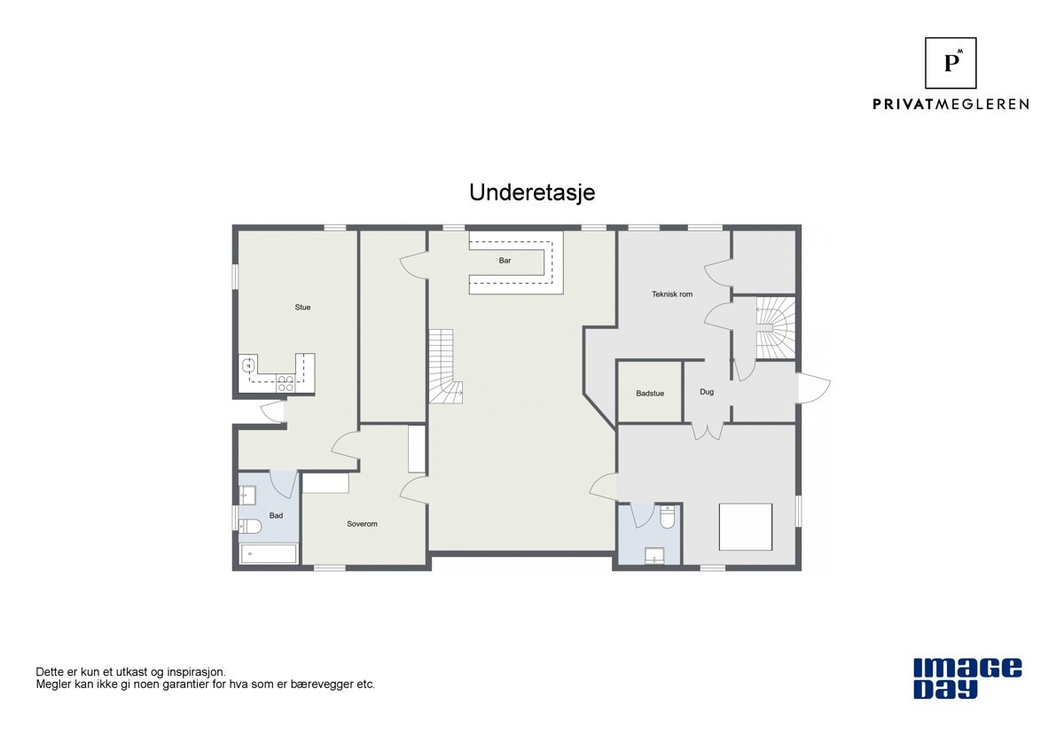 Plantegning for kjelleretasjen fra fotograf Galleribilde
