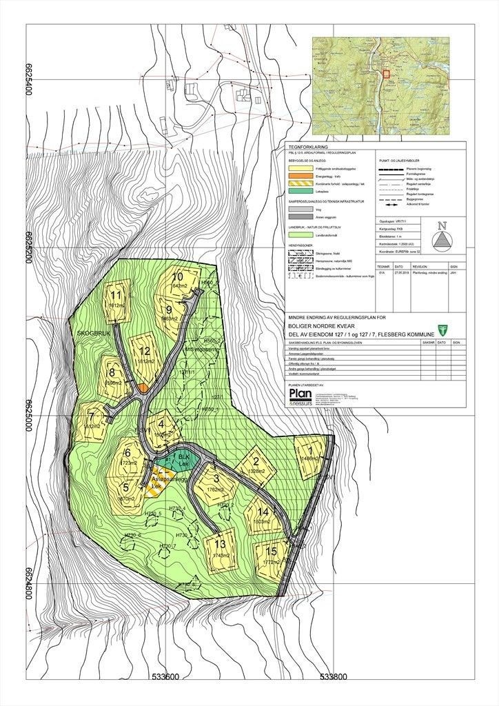 Reguleringskart. Tomt 2 og 3 er ledig Galleribilde