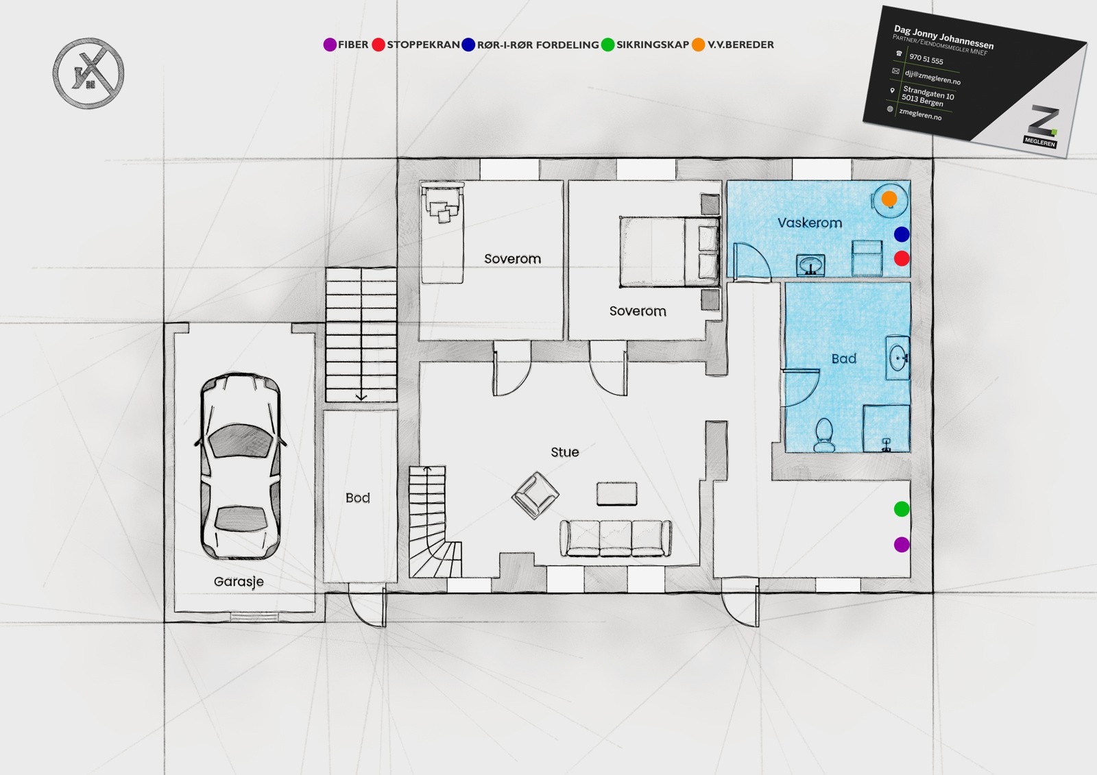Husets underetasje har et bruksareal på 69 m² + garsje på 14 m². Egen inngang fra hagen + interntrapp fra 1. etasje. Galleribilde