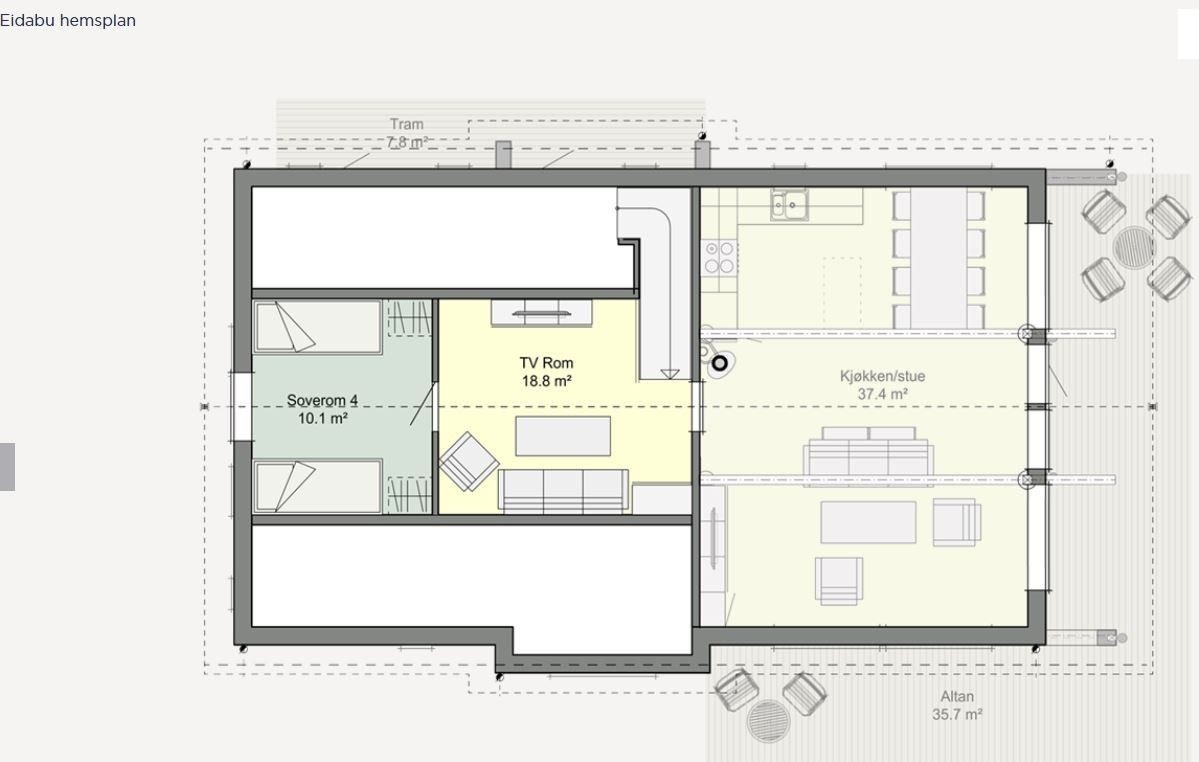 Planløsning av hemsplan i Eidabu-modellen Galleribilde