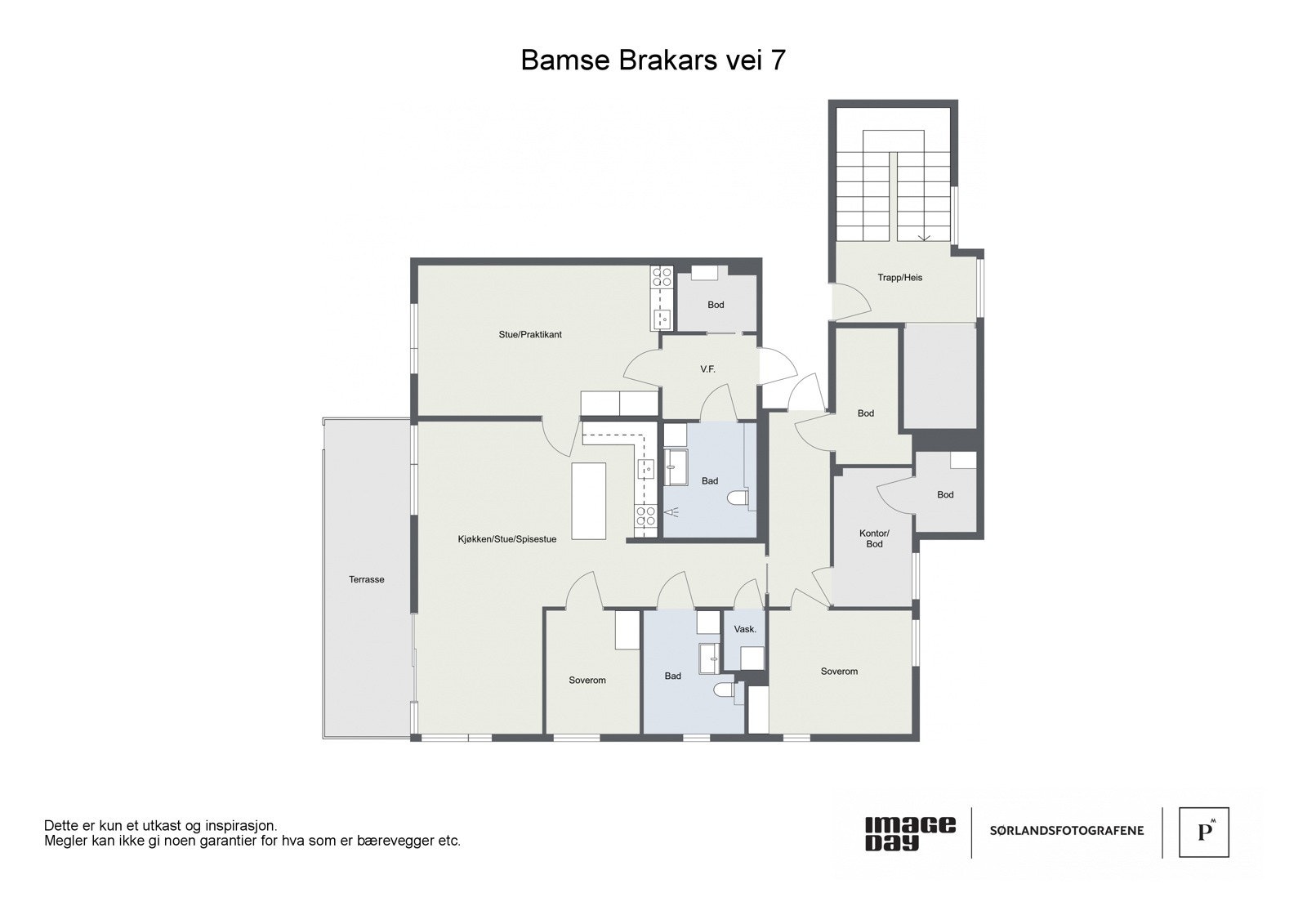 Planskisse over leiligheten Galleribilde