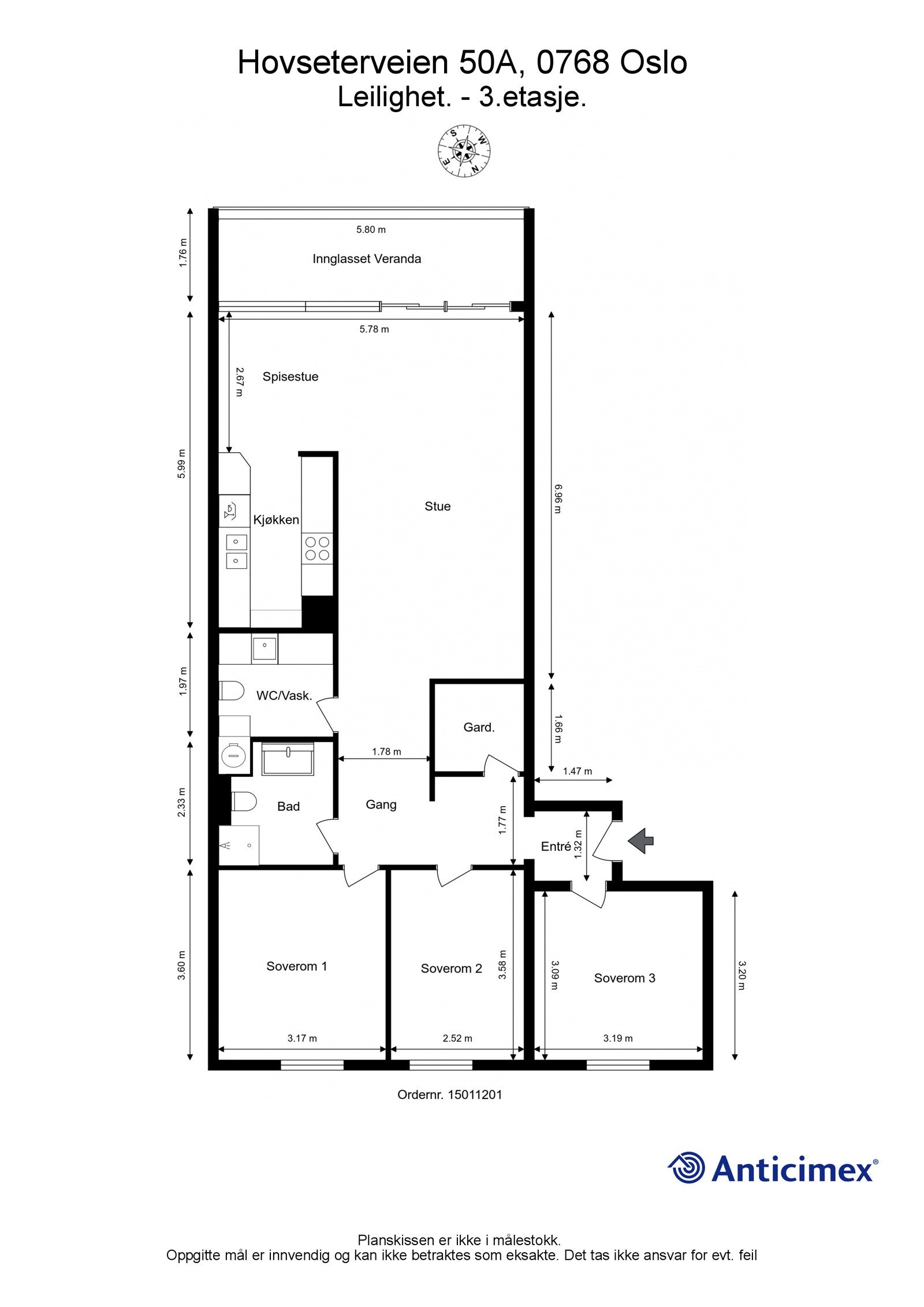 Plantegning Hovseterveien 50A. Galleribilde