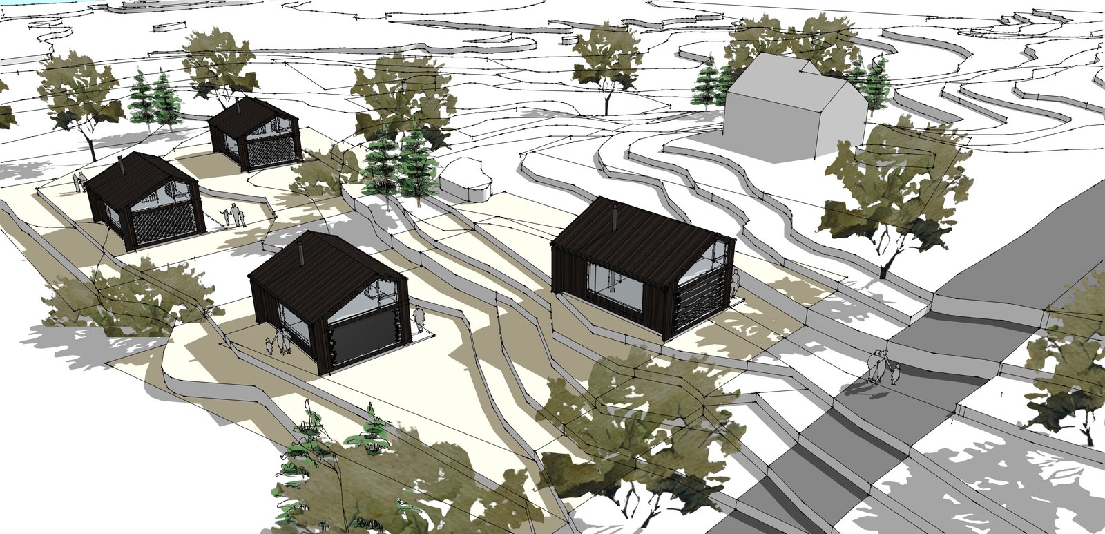 Plassering av hytter nordvest. Galleribilde