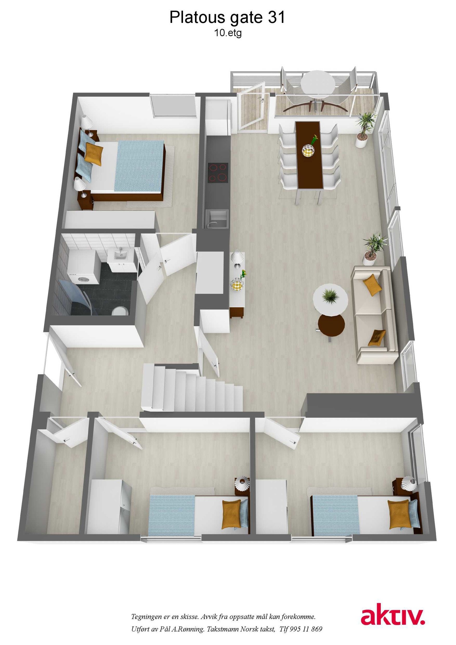 3D plantegning 10.etg Galleribilde