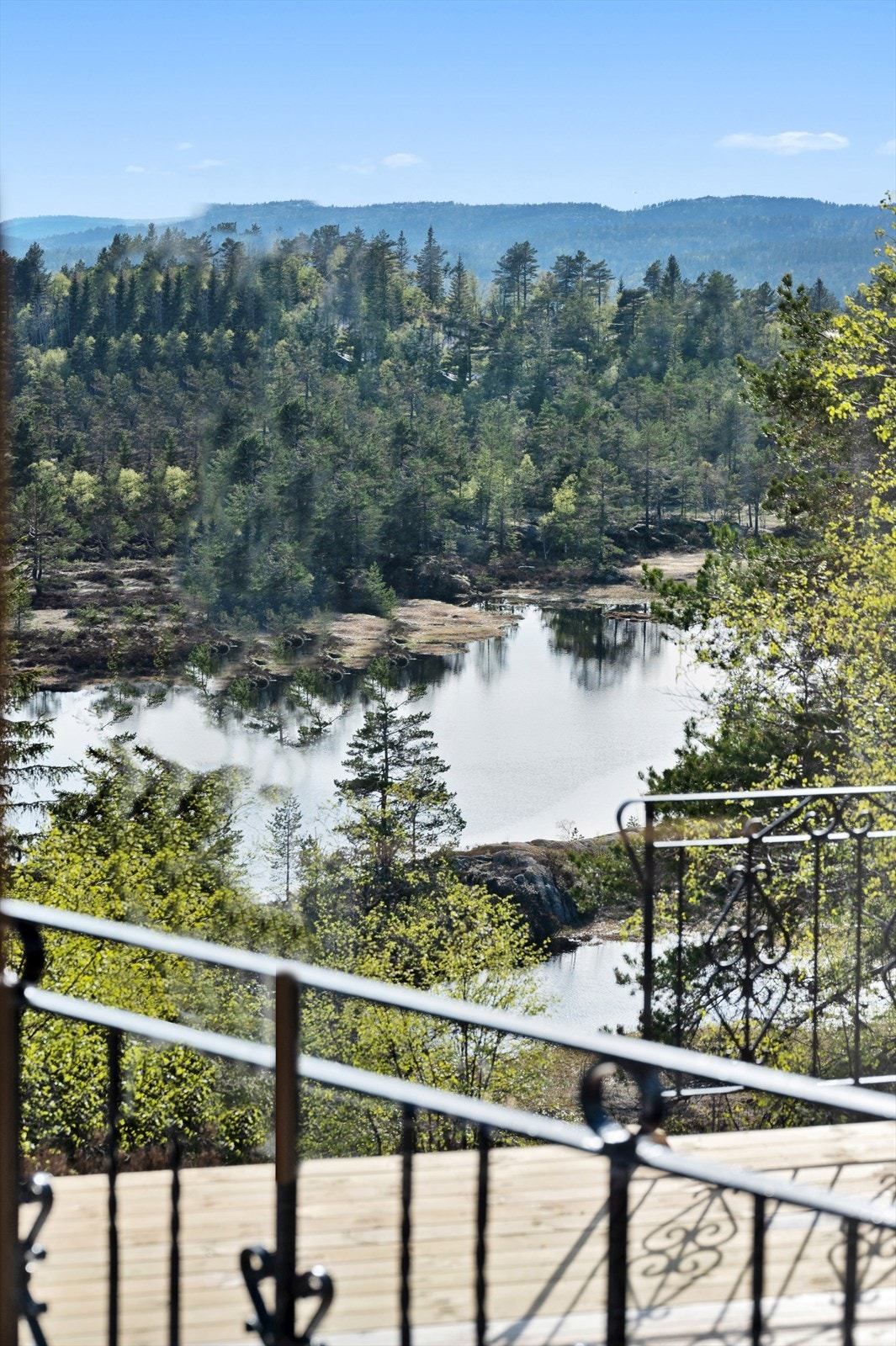 Utsikt fra terrasse ned til Tjønnhomtjønn Galleribilde