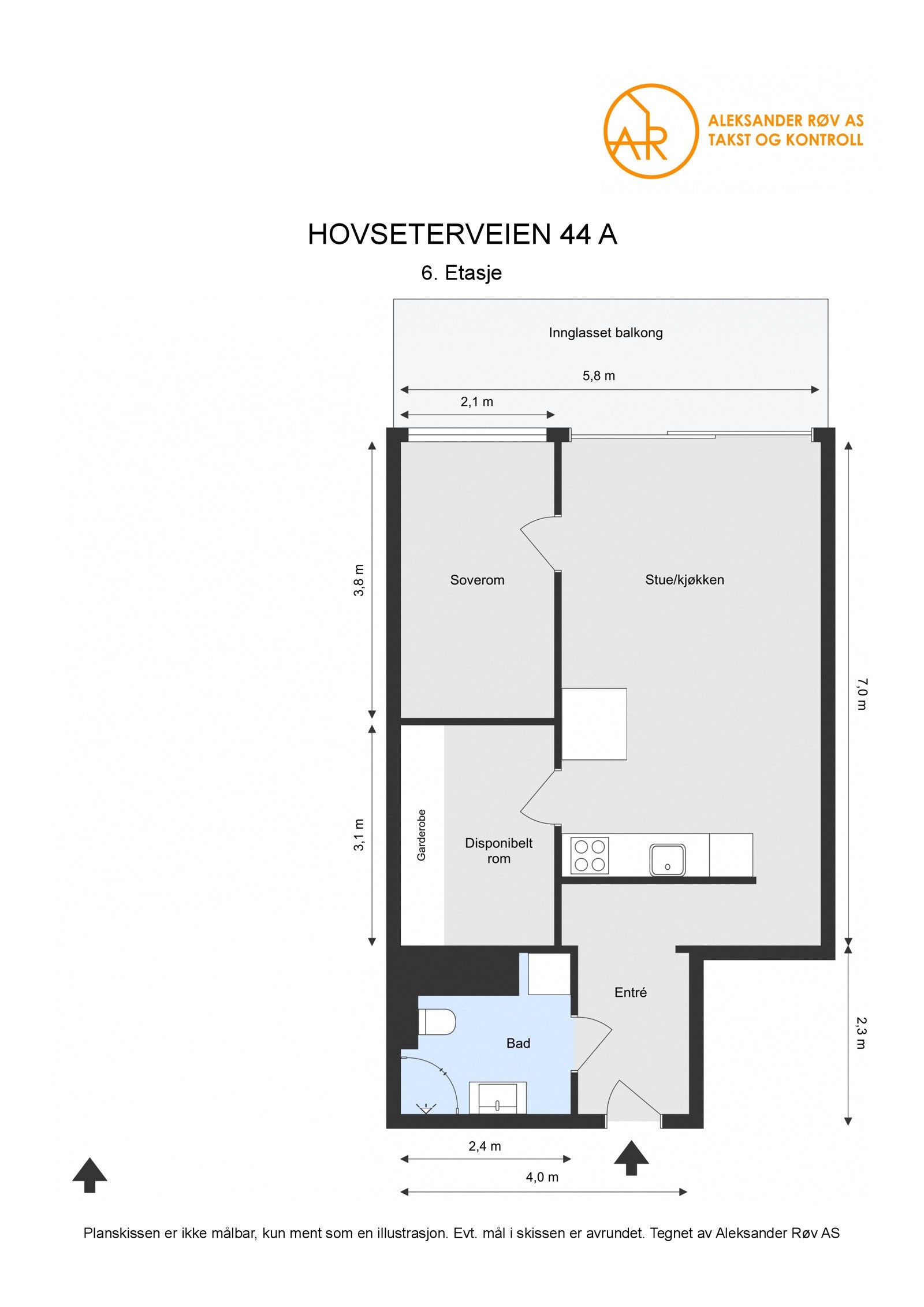 Hovseterveien 44 A - 6. Etasje - 2D Floor Plan Galleribilde