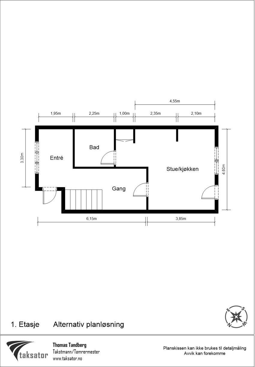 Alternativ planløsning om man ønsker å åpne opp til praktikantdelen. Galleribilde