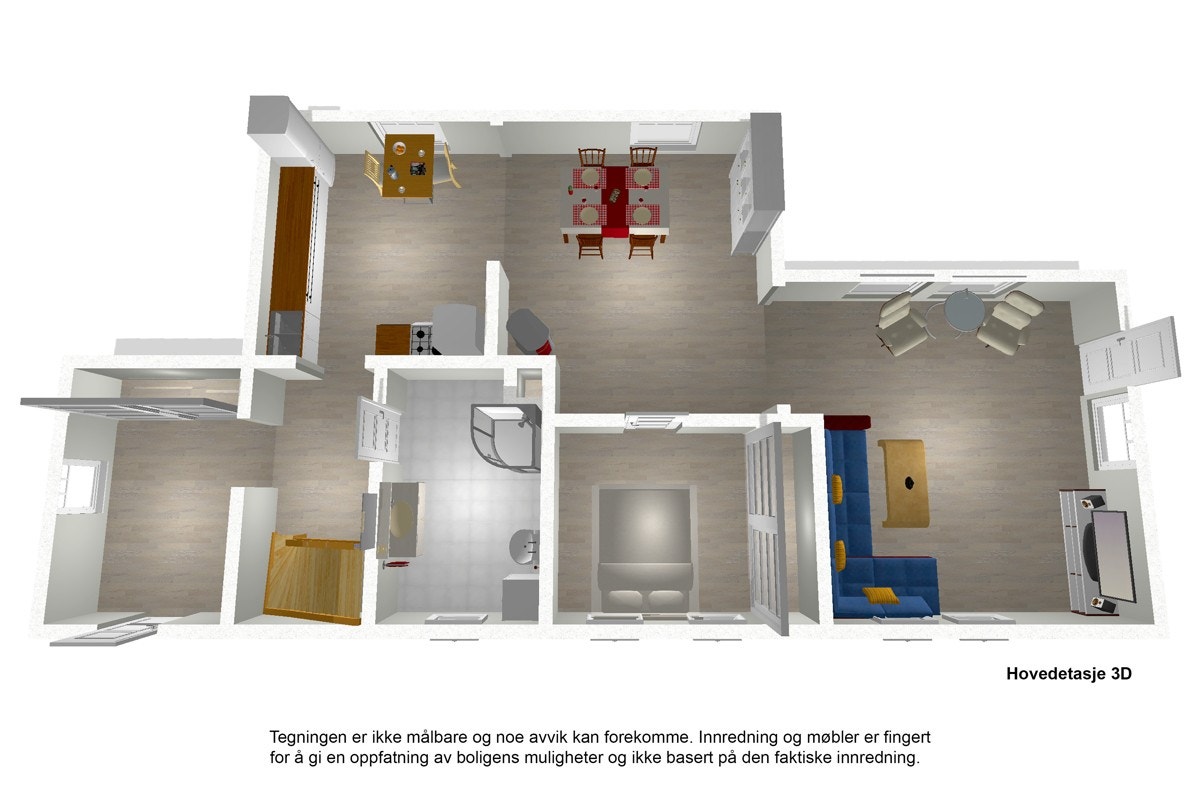 Plantegning hovedetasje 3D Galleribilde