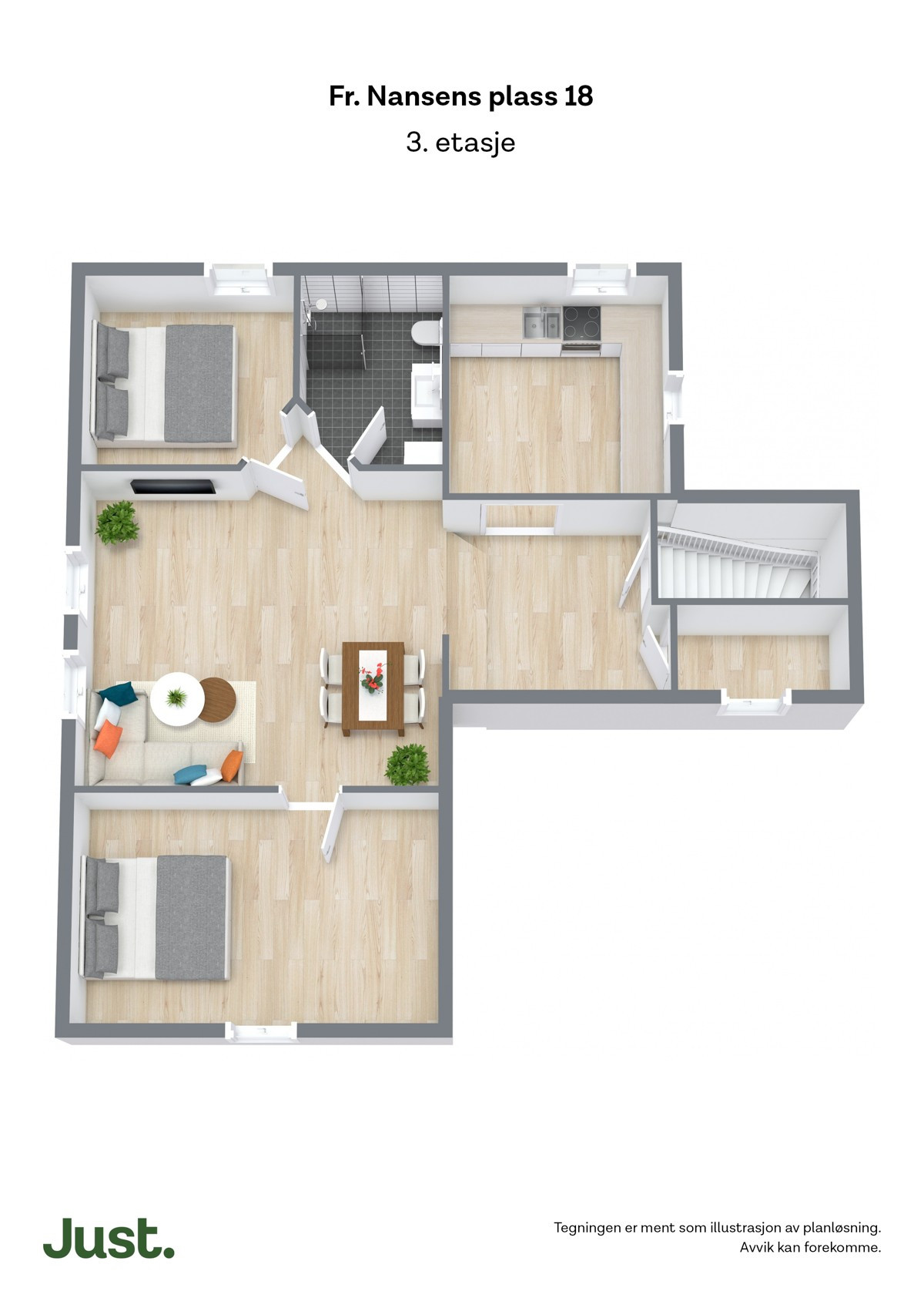 Planskisse 3.etasje 3D