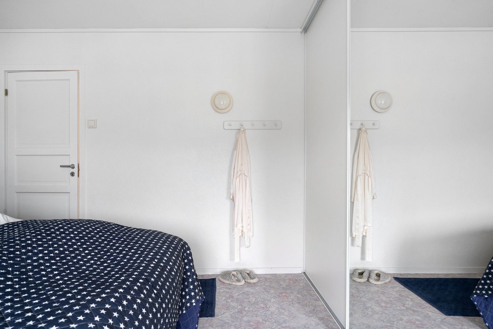 Soverommet har god plass til dobbeltseng og stor skyvedørsgarderobe.