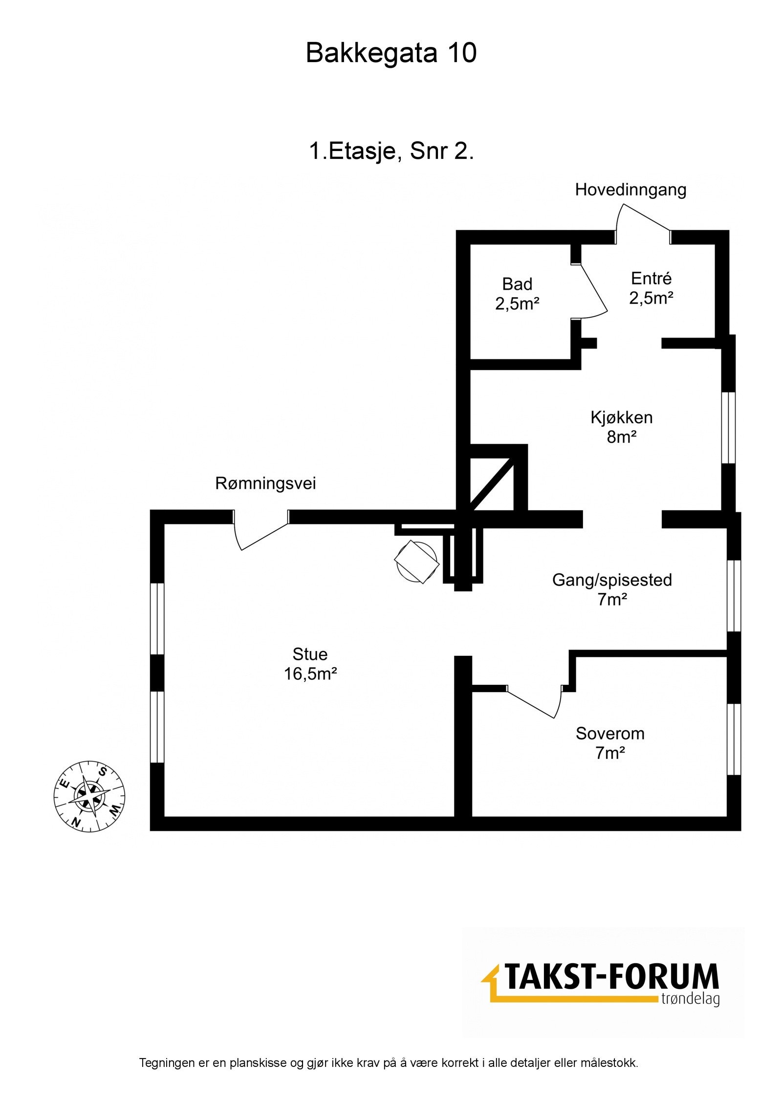 Proaktiv Eiendomsmegling - Plantegning med areal. Galleribilde