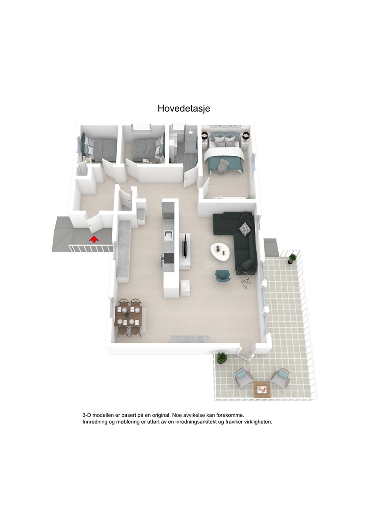 Plantegning hovedetasje 3D Galleribilde