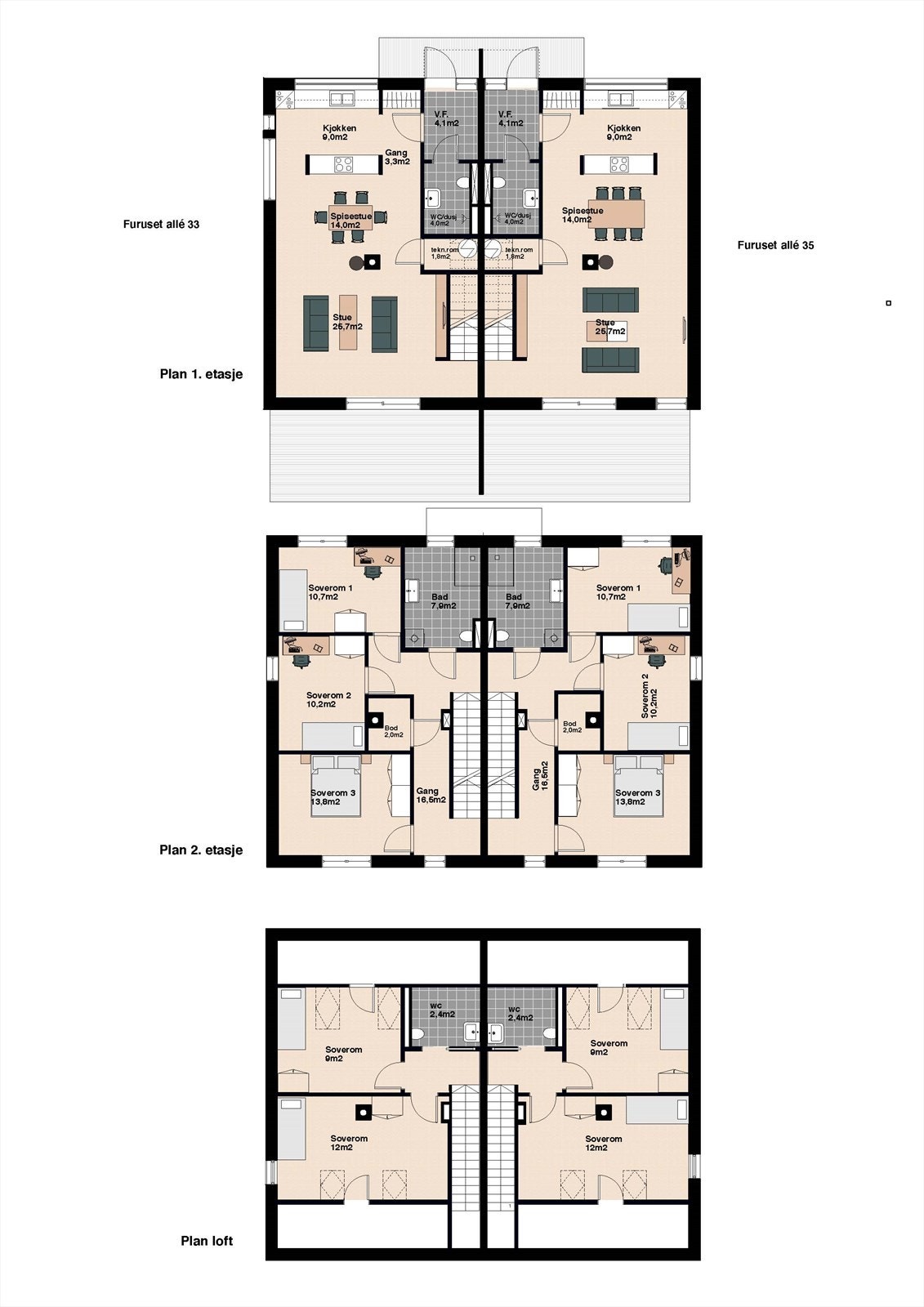 Plantegning nr. 33 og 35. Galleribilde