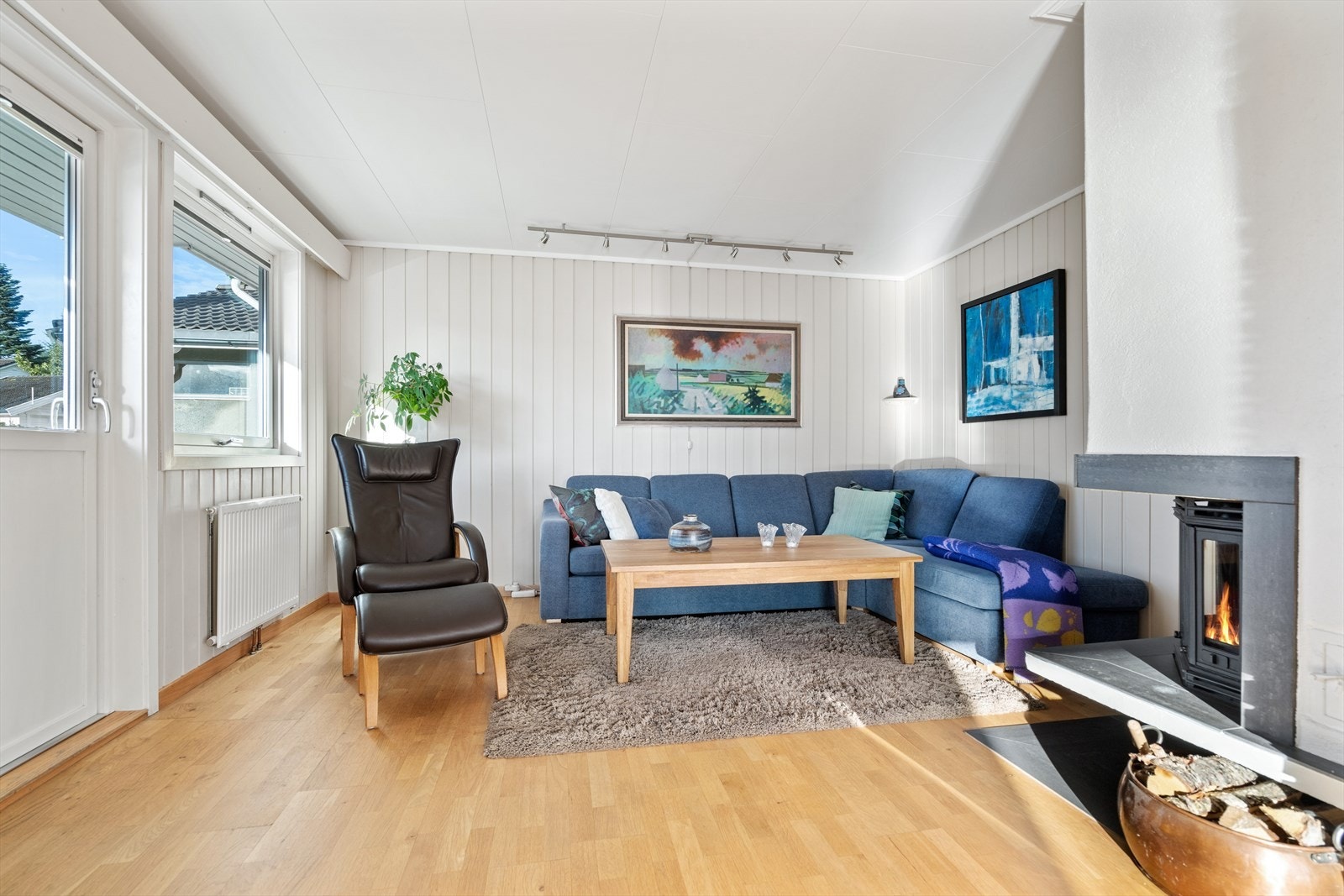 Denne delen av stuen var tegnet inn som soverom i de opprinnelige byggetegningene. Galleribilde