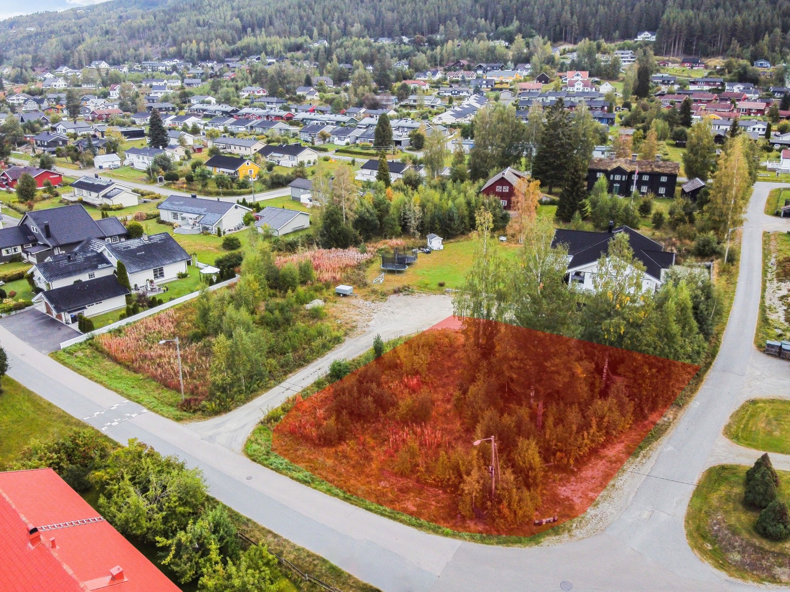 Furuvegen 16 A markert med rødt fra krysset Furuvegen - Engerhaugvegen Galleribilde