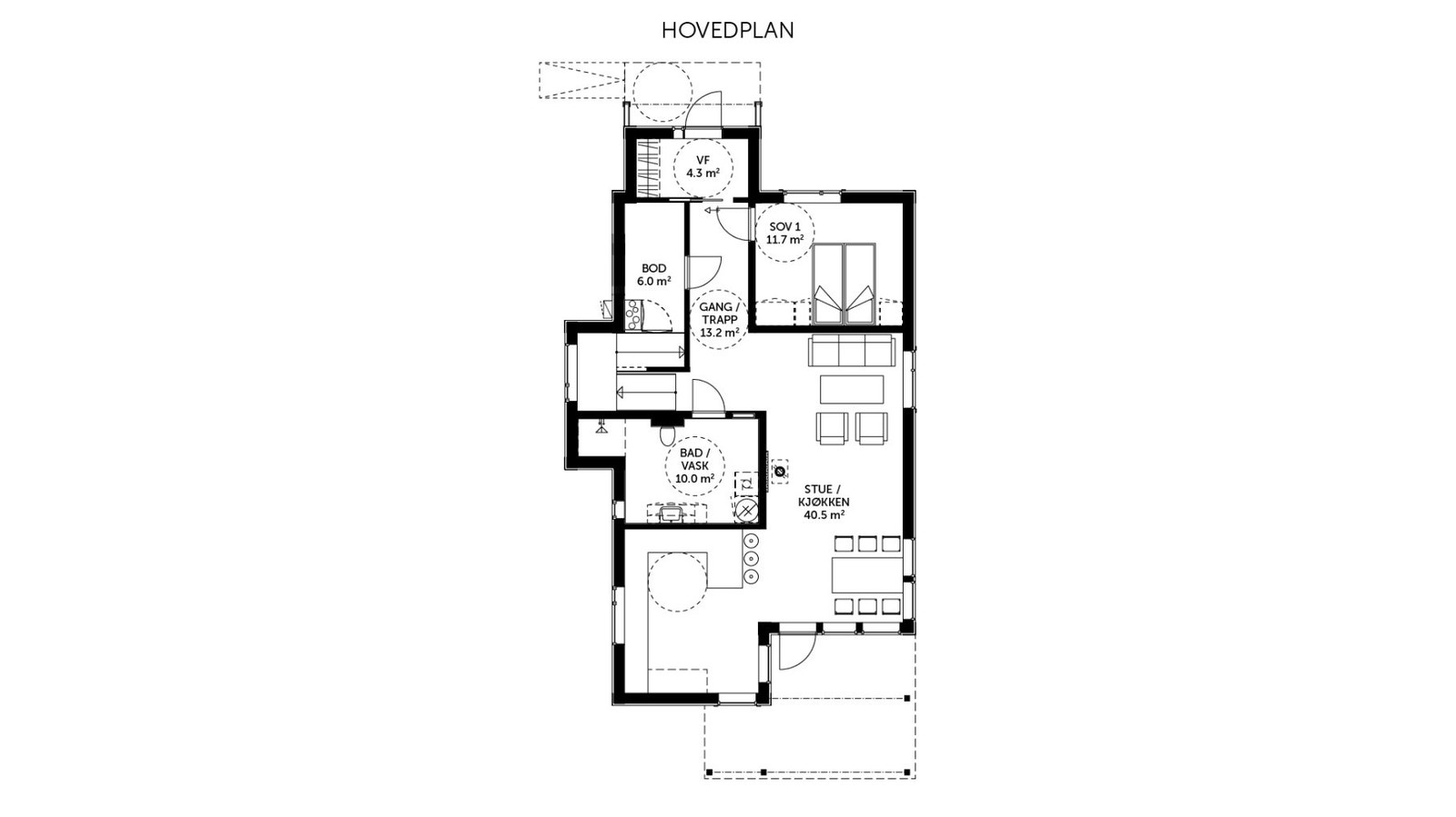 Hvild - plantegning hovedplan Galleribilde