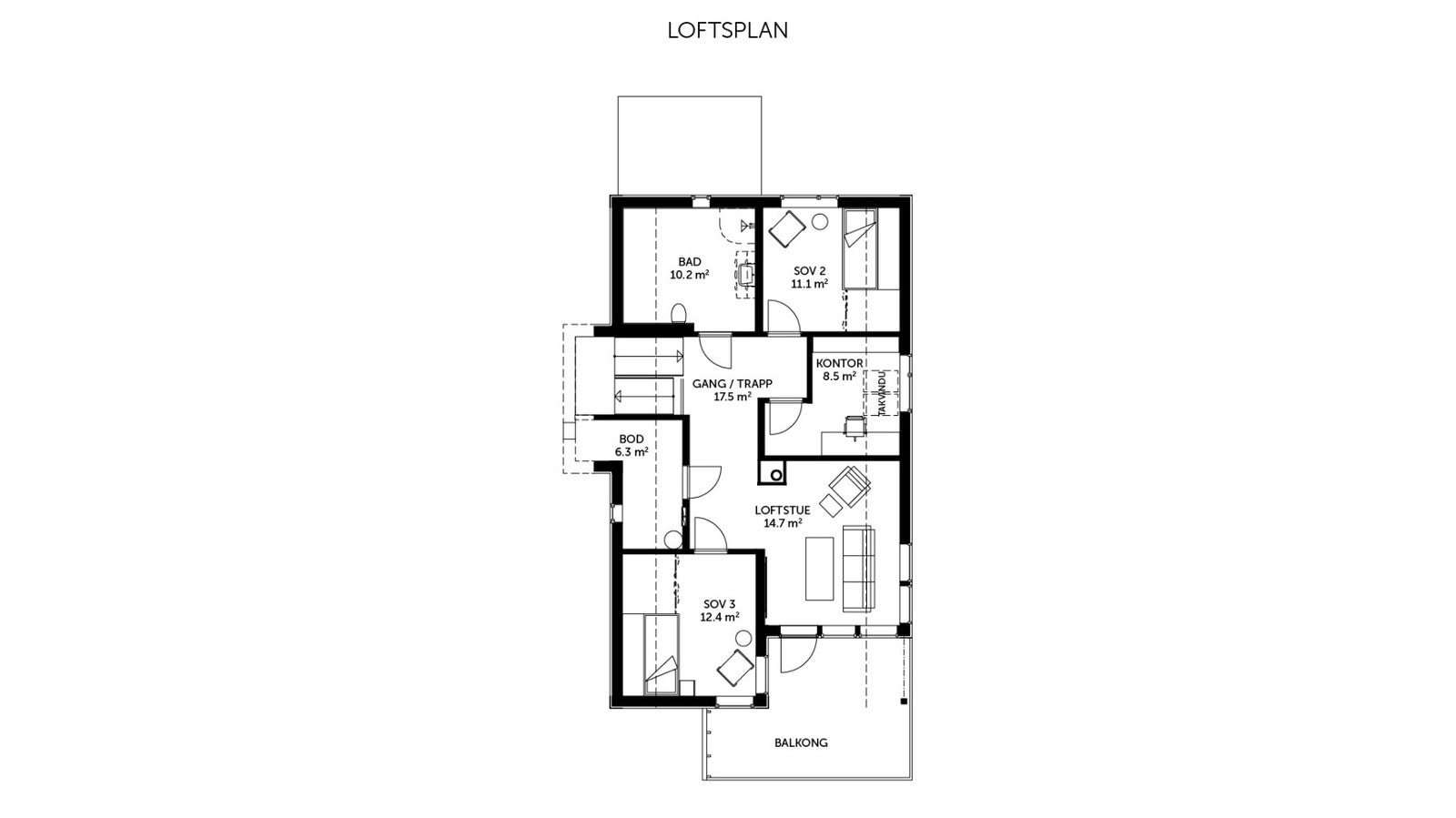 Hvild - plantegning loftsetasje Galleribilde