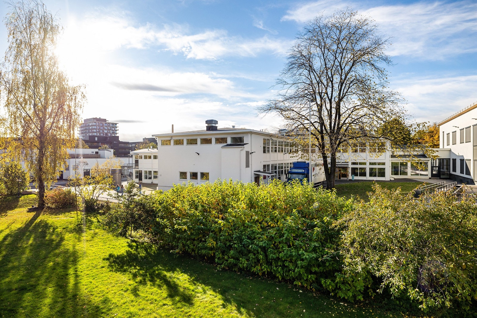 Grønt og hyggelig utsyn fra balkongen. Galleribilde