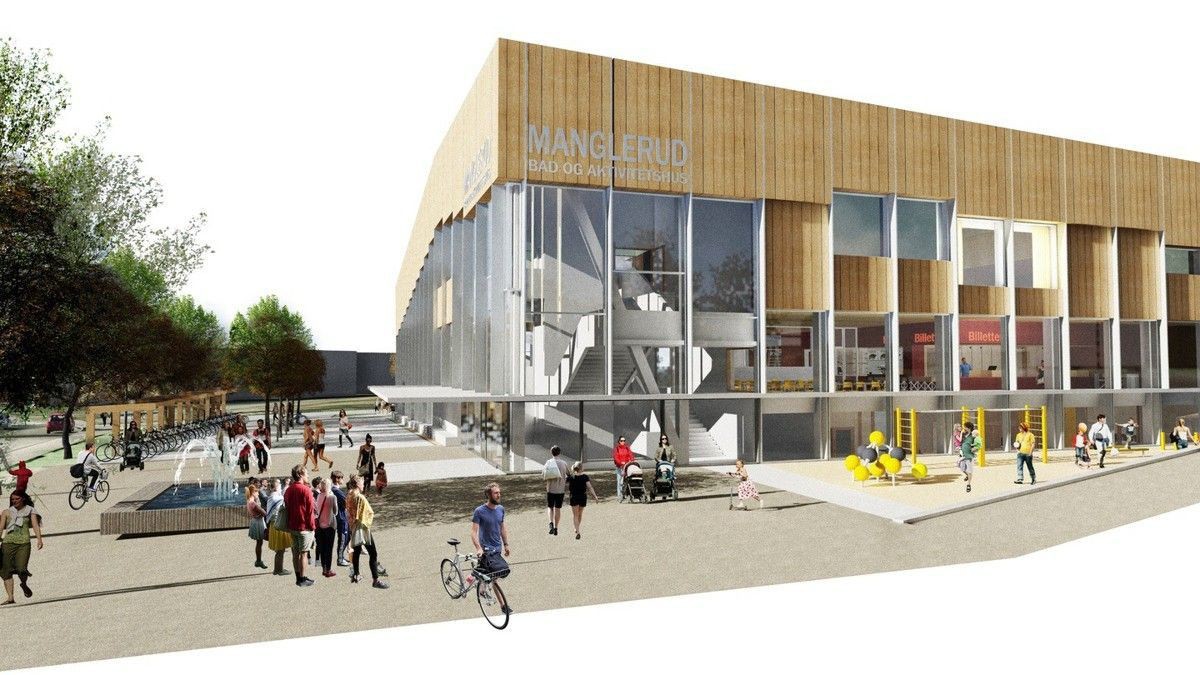 Nye Manglerud bad ferdigstilles i 2022 som er lokalisert rett ved Manglerud skole som boligen har tilhørighet til Galleribilde