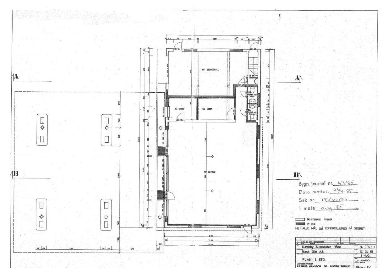 Tegning ledig areal 1. etasje Galleribilde