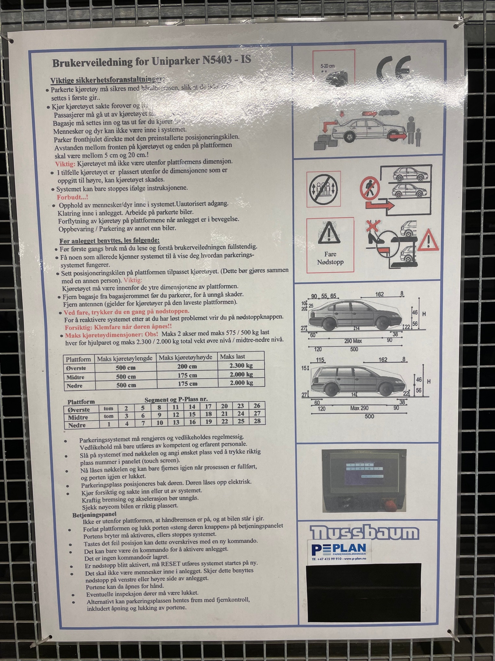 Maks kjøretøydimensjoner ved bruk av heissystemet Galleribilde