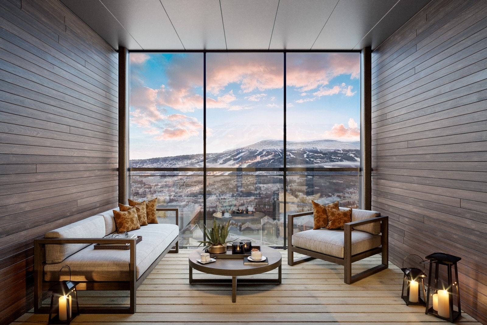 De øvrige etasjene har leiligheter med innglassede balkonger (illustrasjon). Galleribilde