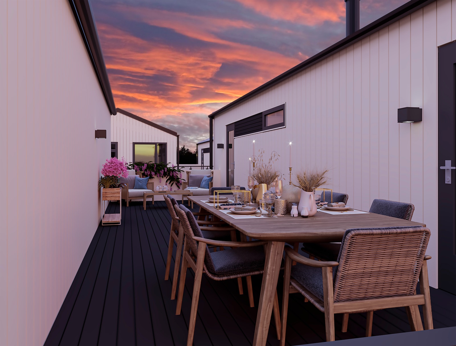 Kveldsstemning terrasse i 2. etasje - midthus Galleribilde