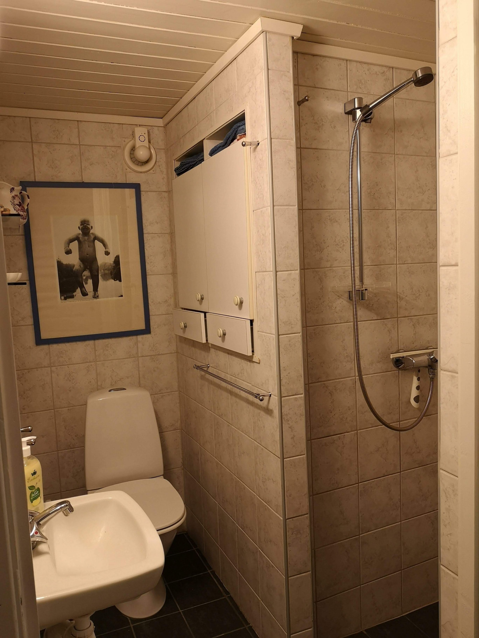 Toilett med dusj. Varme i gulvet Galleribilde