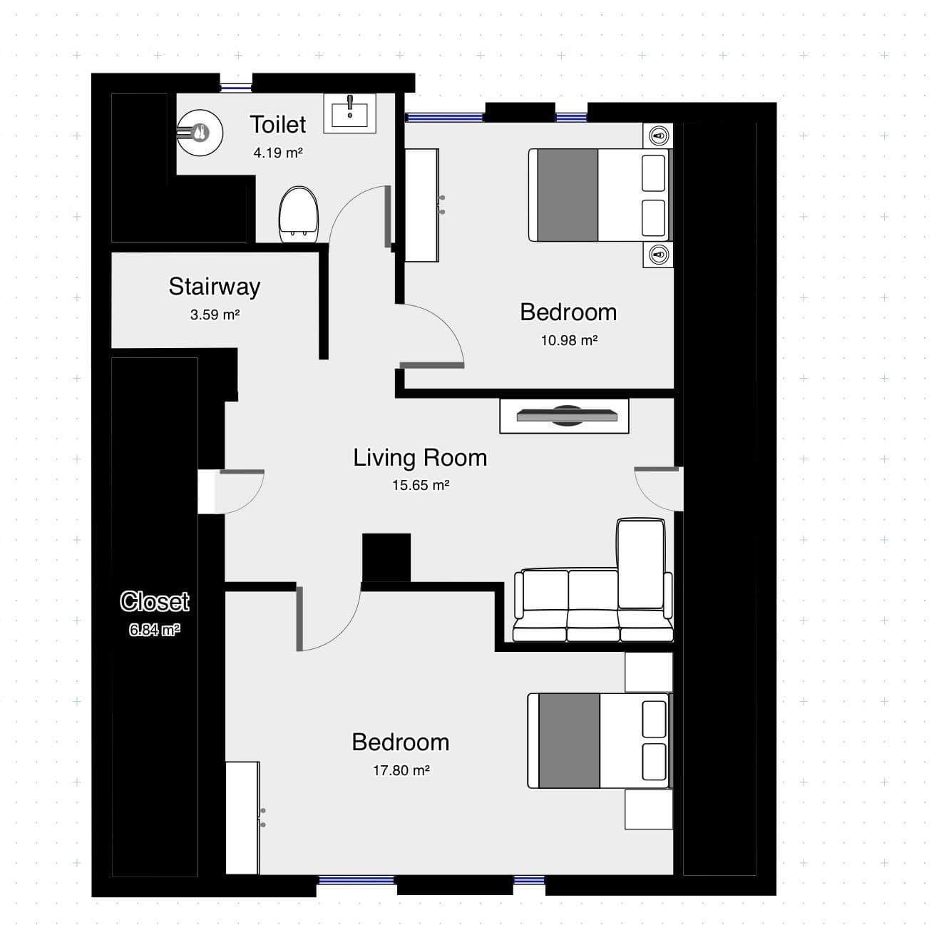3. Etg.. Rom 4 og 5 Galleribilde