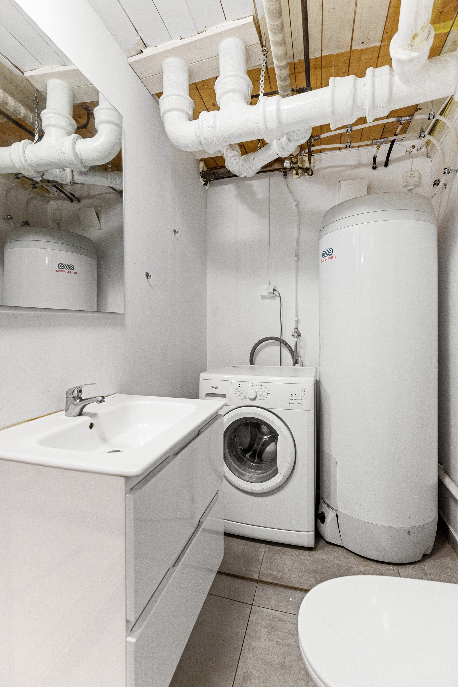 Alle baderom har opplegg for vaskemaskin. Galleribilde