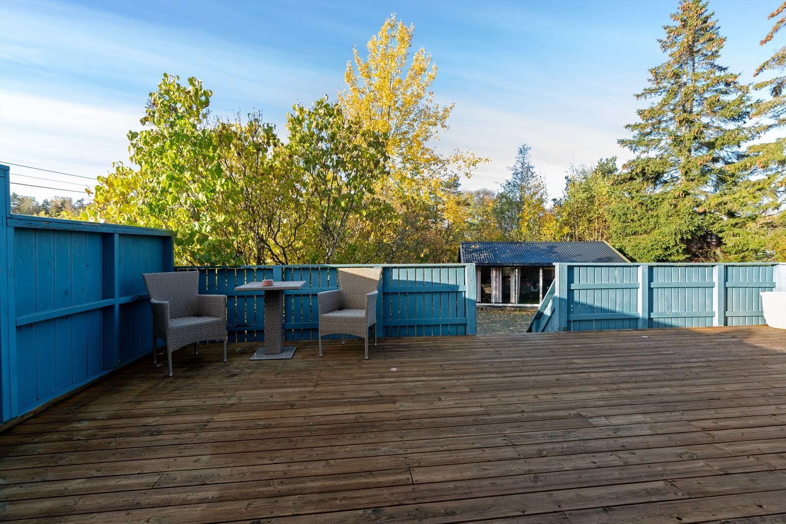 Terrassen vender mot syd med gode solforhold store deler av dagen. Galleribilde