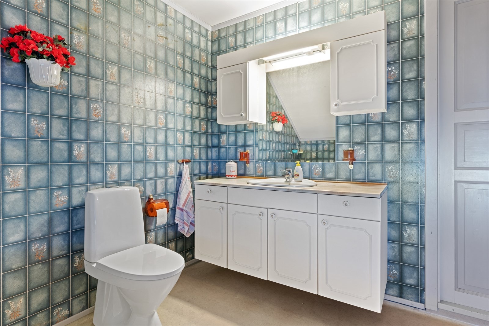 Badet har opplegg for vaskemaskin. Galleribilde