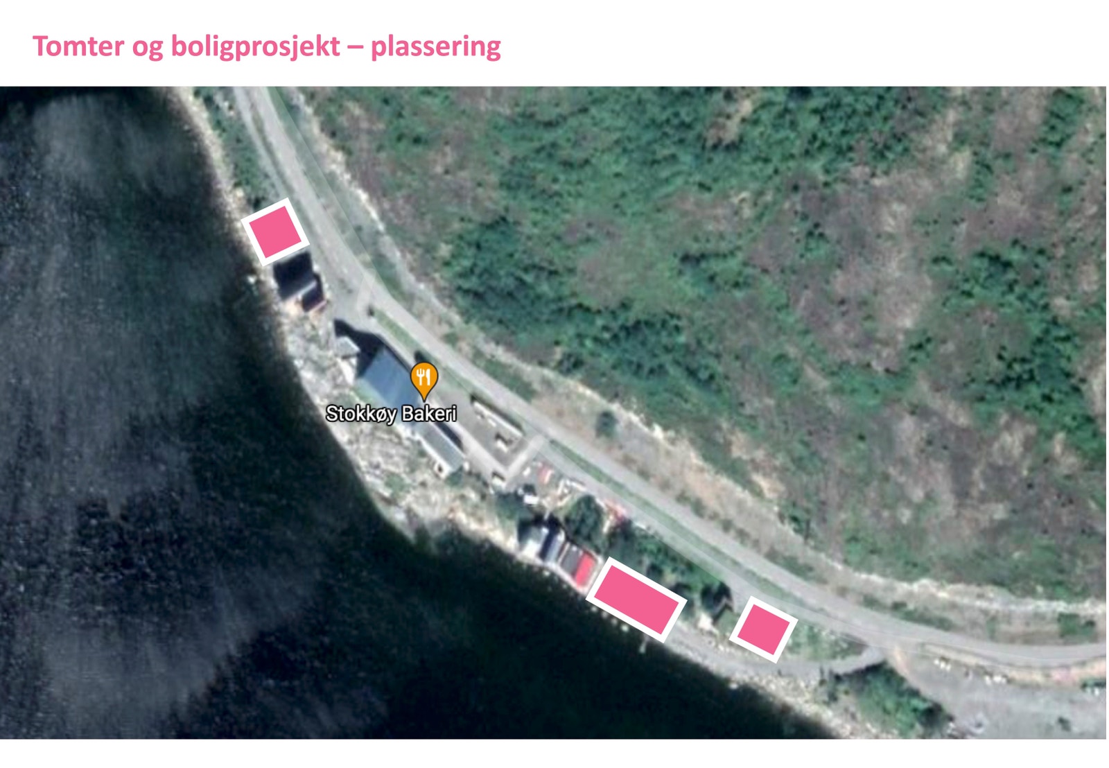 Tomter og prosjekter er markert i kart. Galleribilde