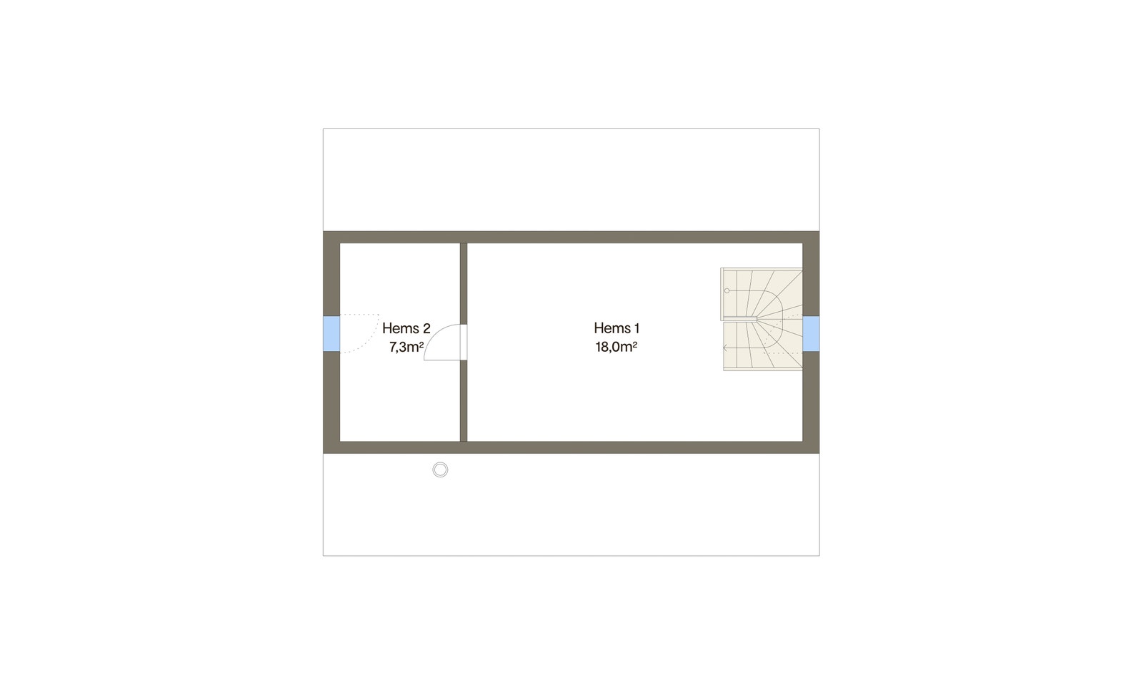 Vy 14UH, inngang oppe. Plantegning hems Galleribilde