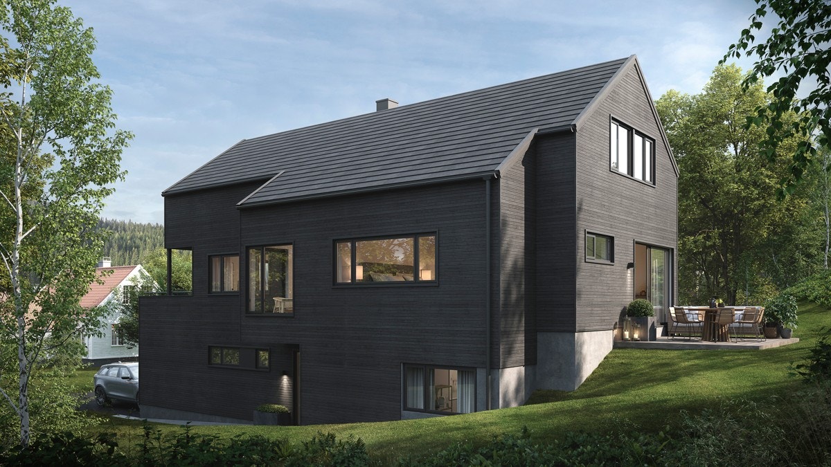 Husene som det er gitt rammetillatelse til har et moderne, men allikevel tidløst uttrykk. Illustrasjonsfoto- avvik kan forekomme. Galleribilde