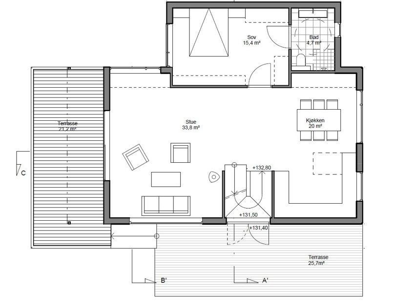 Plantegning 7C - 1.etg. Galleribilde