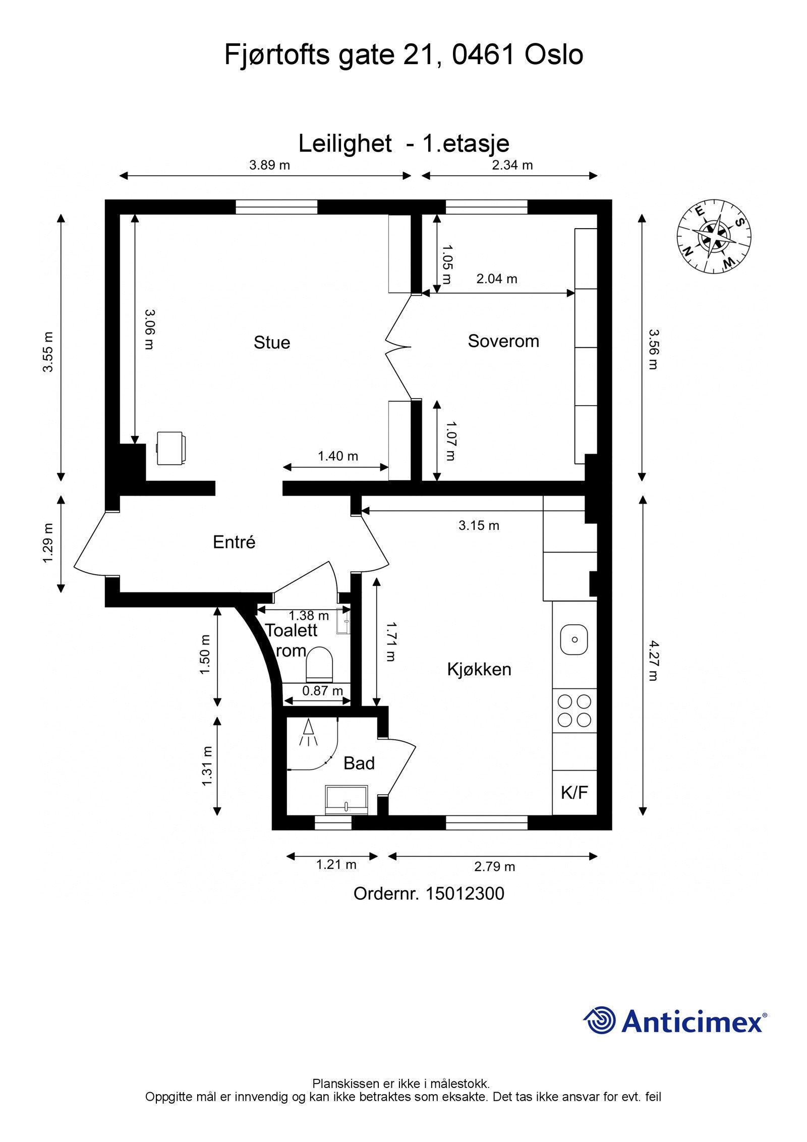 Målsatt plantegning. Galleribilde