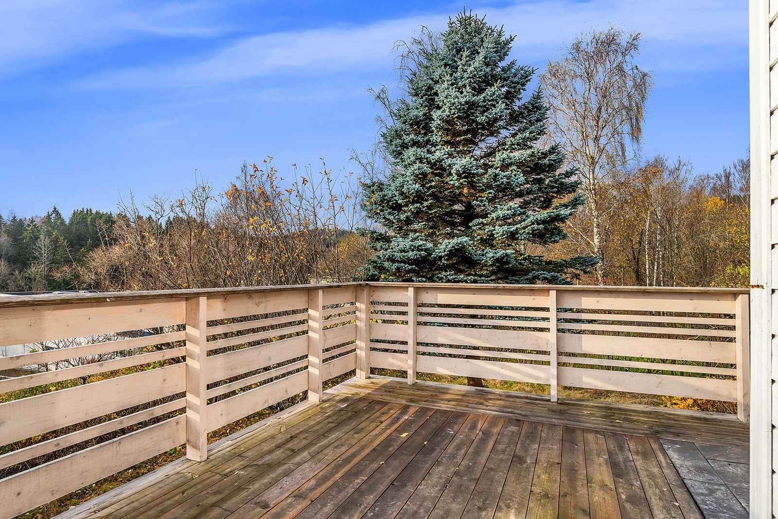 Terassen strekker seg rundt huset og videre med trapp ned til hagen. Galleribilde