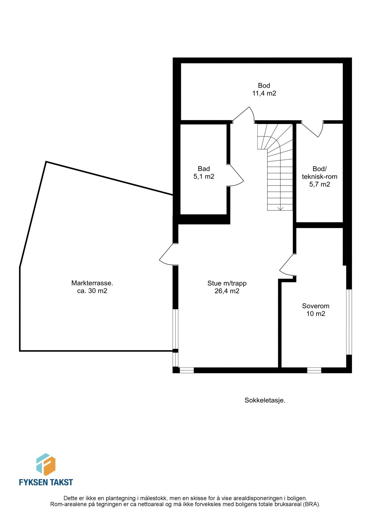 Planløsning sokkeletasje. Galleribilde