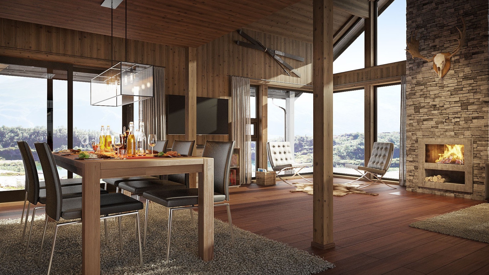 ILLUSTRASJON: Oppholdsrommet er delt inn i flere soner, og bidrar til en avslappende atmosfære Galleribilde