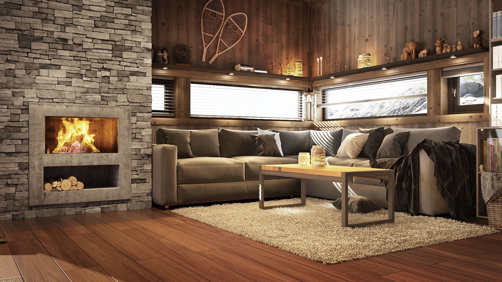 ILLUSTRASJON: Her er det bare å legge beina høyt med varme fra peisen etter en aktiv dag ute Galleribilde