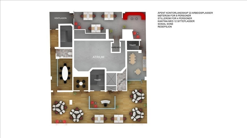 Forslag til planløsning i 6 etg. Galleribilde
