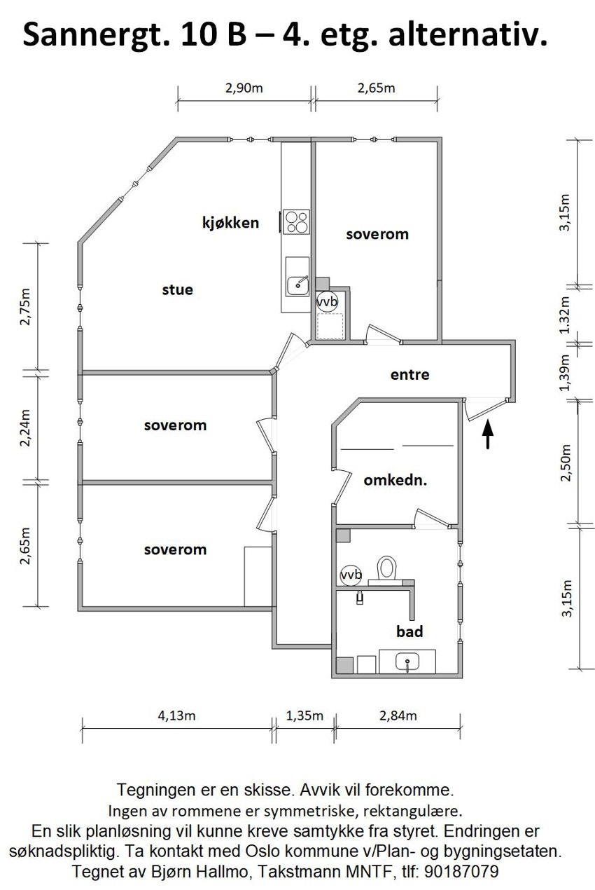 - Alternativ plantegning som 4-roms - Galleribilde