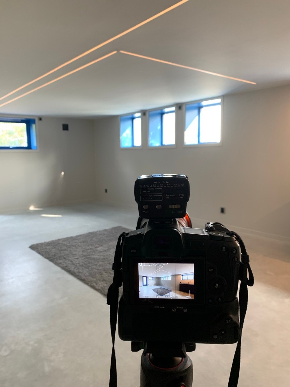 Living room in basement. Galleribilde