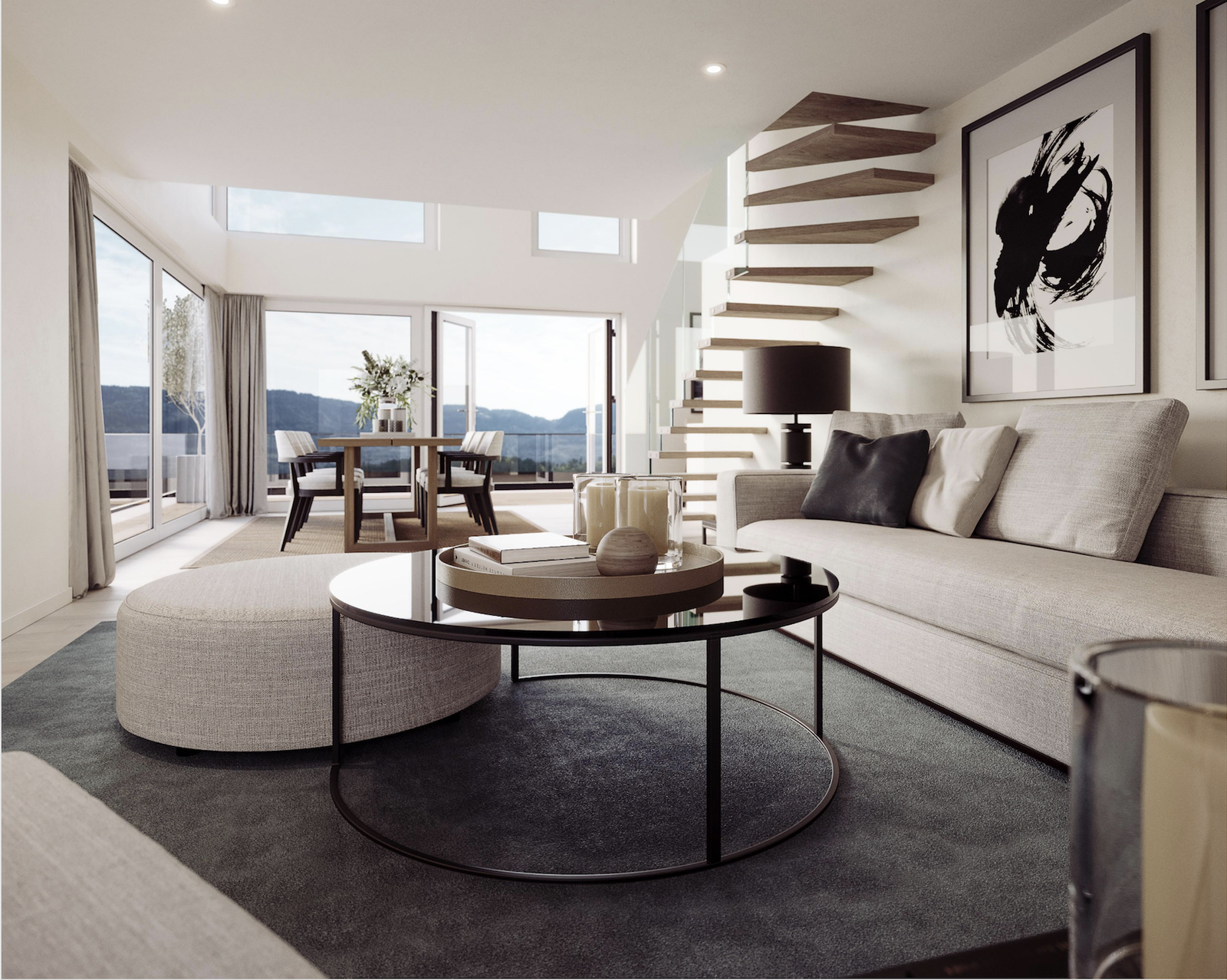 Illustrasjon penthouse leilighet. Galleribilde