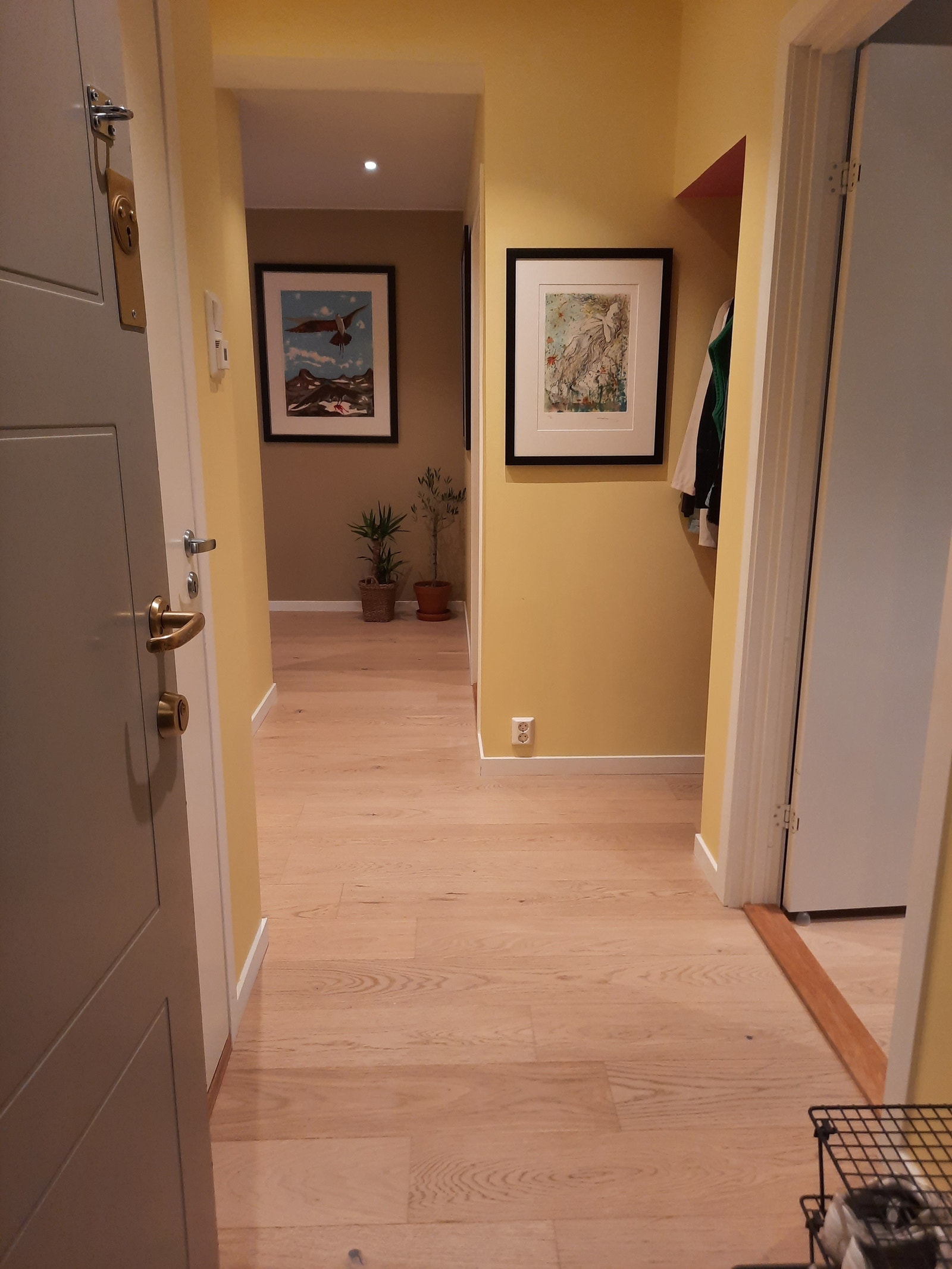 Inngangsparti med plassbebygd skap og nisje. Maling avviker- nymalt i lys blå Galleribilde