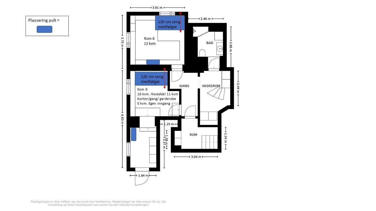 U. etg. Et rom med egen inngang. Kun to personer deler badet. Galleribilde