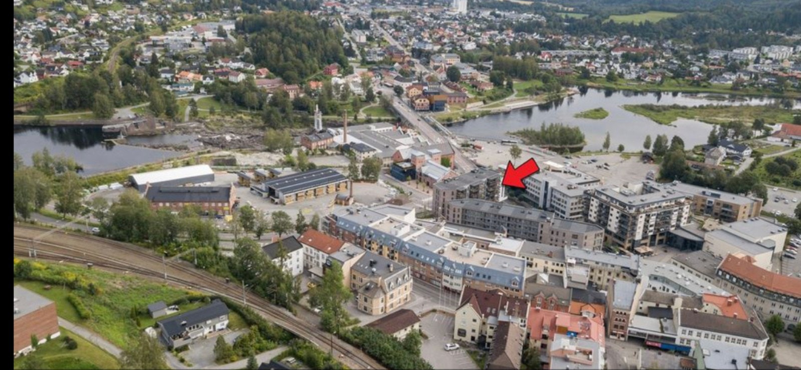 Oversikt over Hønefoss sentrum Galleribilde